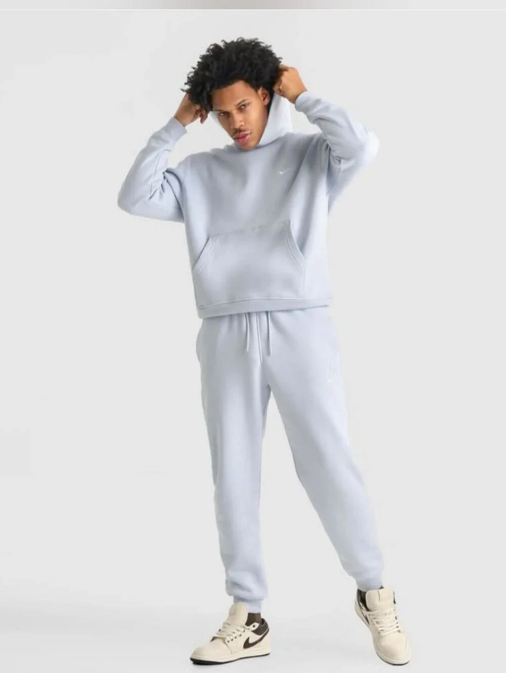 Jordan Men’s Light Blue Pullover Hoodie(Color: Aura/pale ivory)